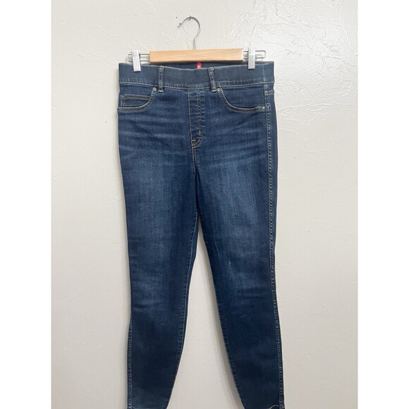 Spanx Women's Midnight Shade Blue Denim Ankle Skinny Pull On Jegging Jean Medium - Picture 2 of 7